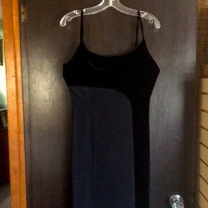 Formal long spaghetti strap gown w velvet accents